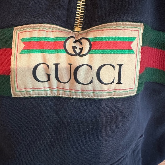 Gucci Blue Oversized Sweatshirt with Red Stripe - Picture 4 of 7